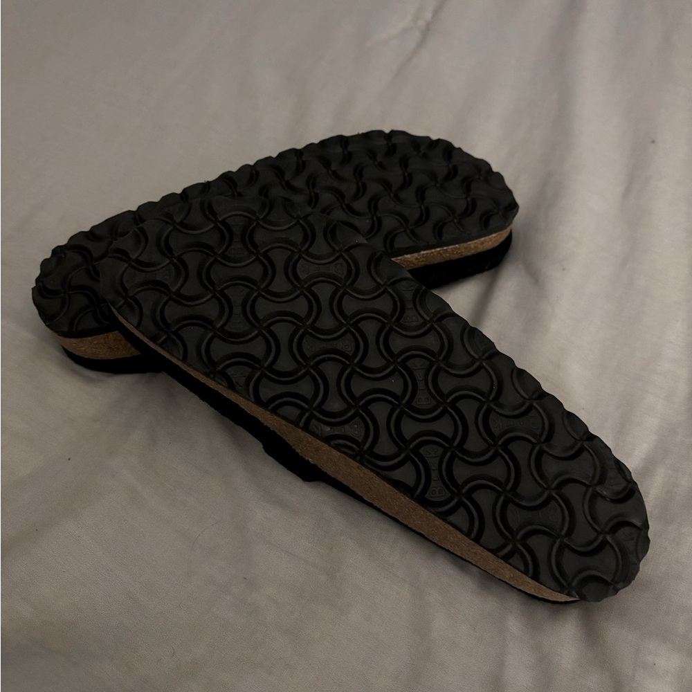 Birkenstock Black Suede Loafers with Metallic Buckle - Picture 3 of 6